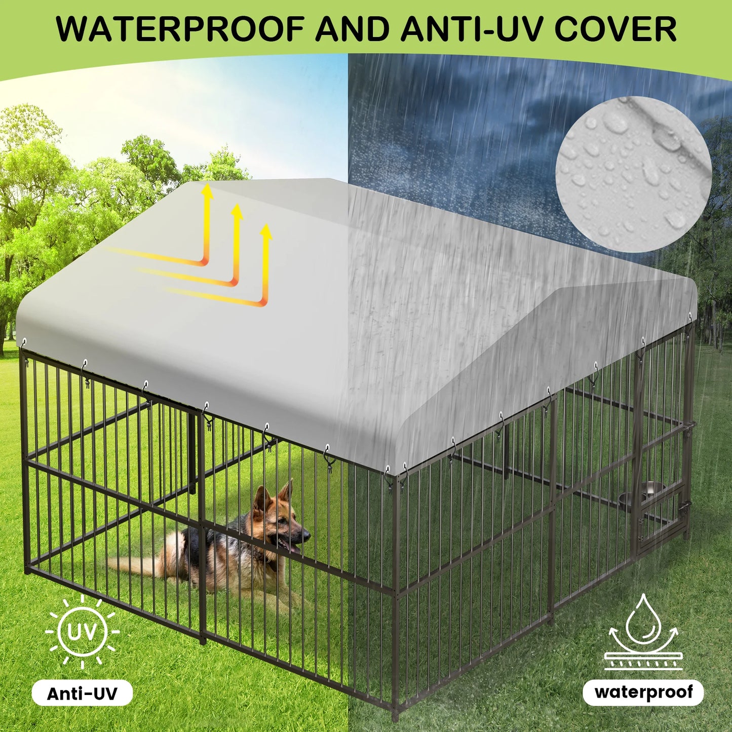 TWISTER.CK Outdoor Dog Kennel With Roof Double Lock UV Resistant