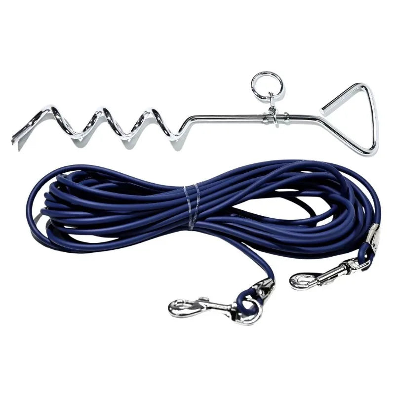 Dog Tie Out Cable With Ground Stake For Outdoor Dogs