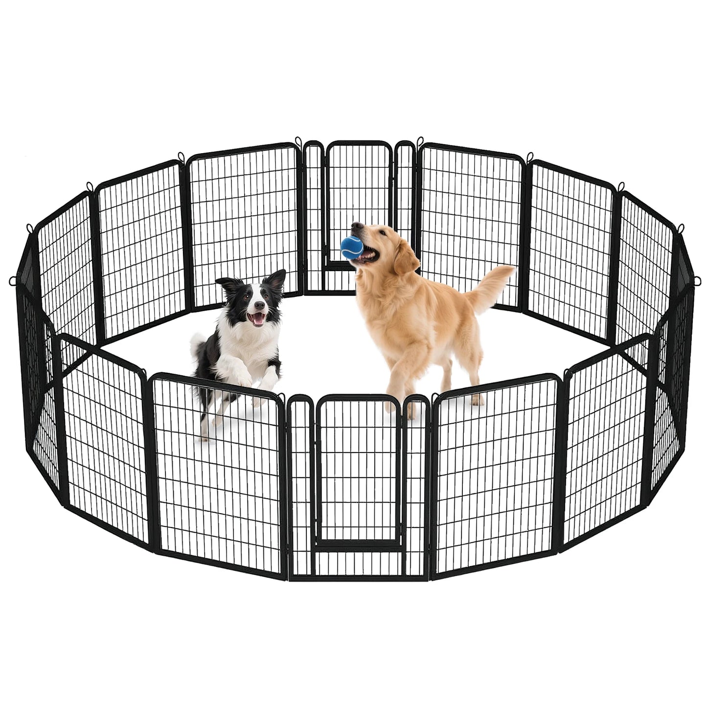 Dog Playpen With Door Foldable Metal Pet Fence Outdoor Indoor