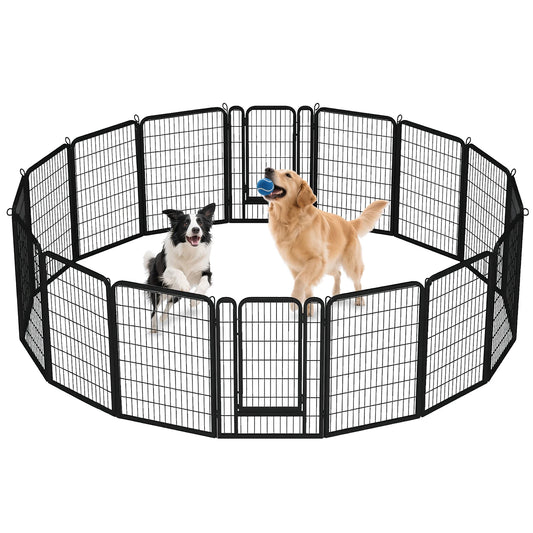 Dog Playpen With Door Foldable Metal Pet Fence Outdoor Indoor
