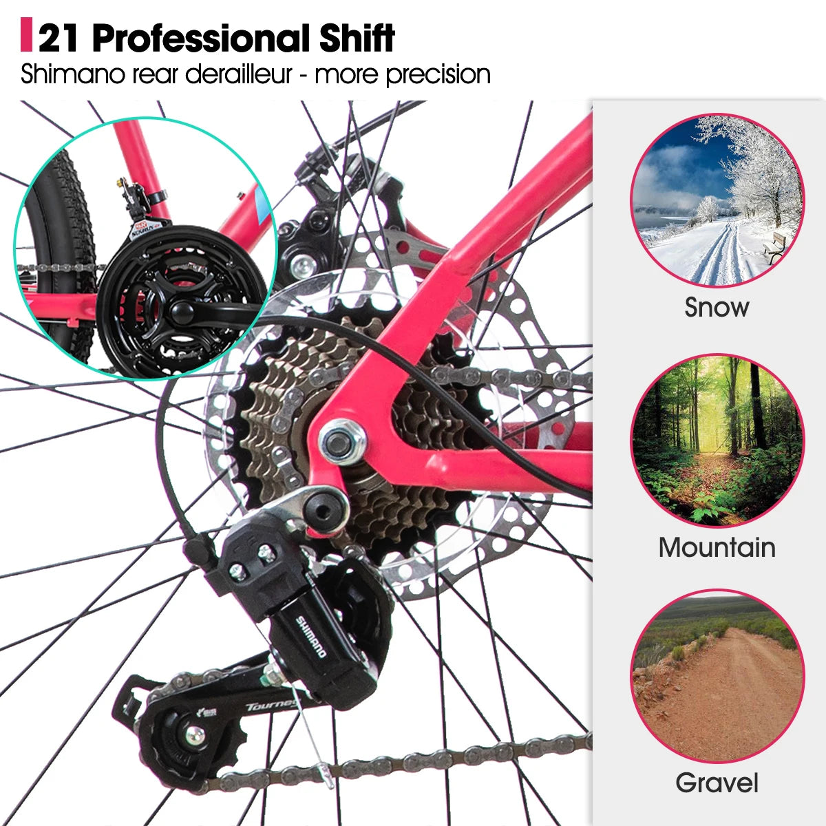 Hiland Womens Mountain Bike With Step-Through Frame Shimano 21 Speeds