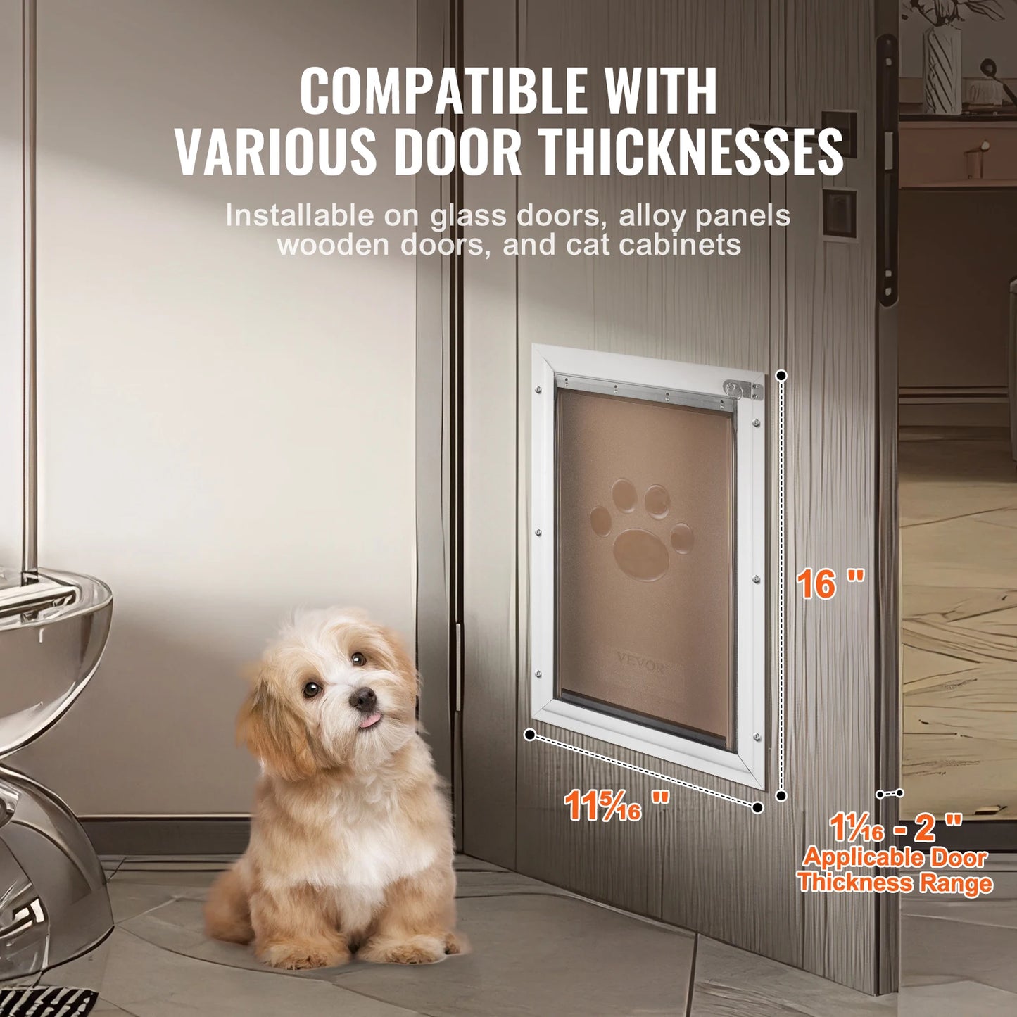 SucceBuy Pet Door Aluminum Frame With Lock And Weatherproof Flap