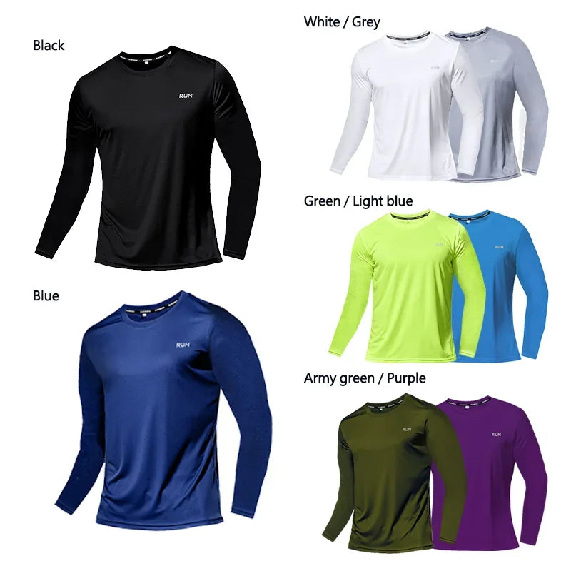 Summer Ice Silk Long Sleeve Tee Men Quick Dry Breathable