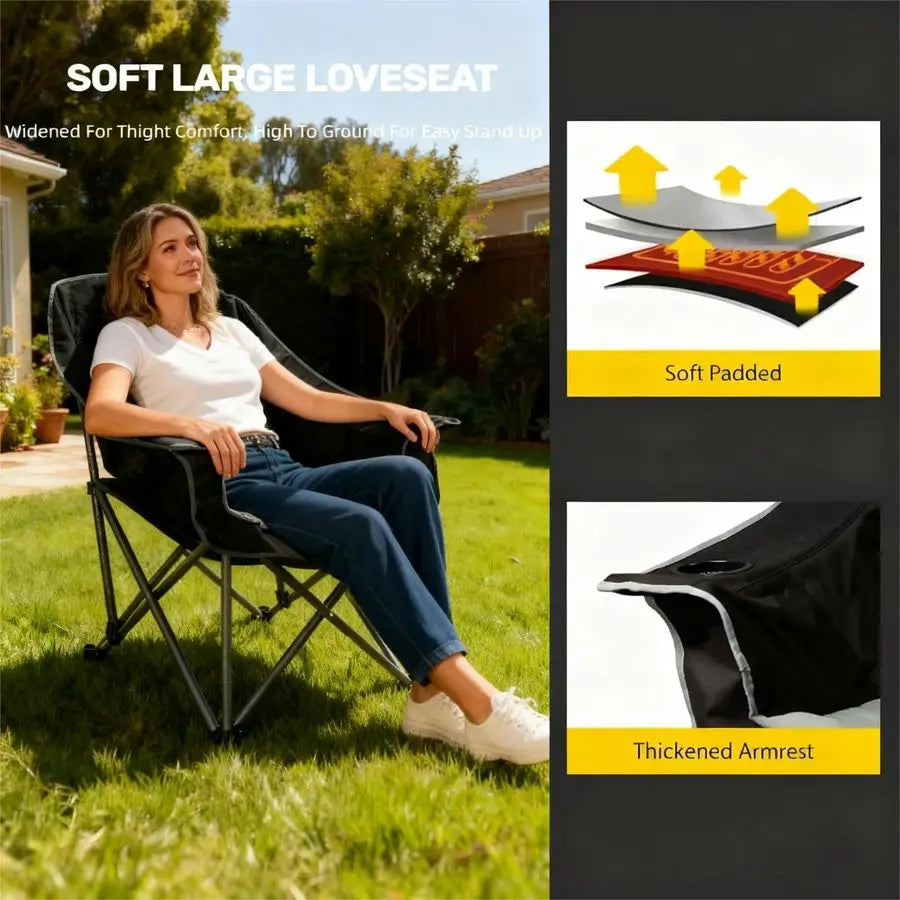 Heavy Duty Quad Fold Camping Chair Oversized Padded Outdoor