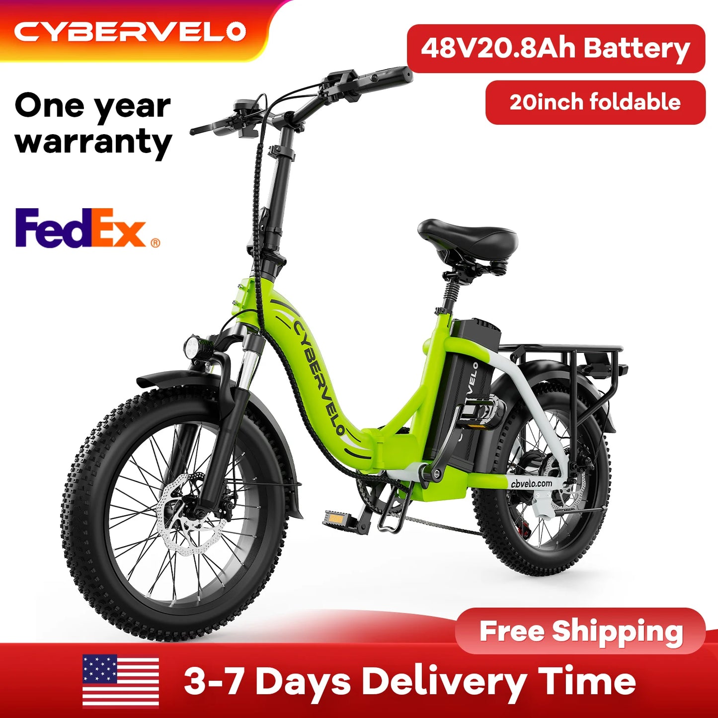 CYBERVELO Mars700 1000W Foldable Electric Fat Tire Bike