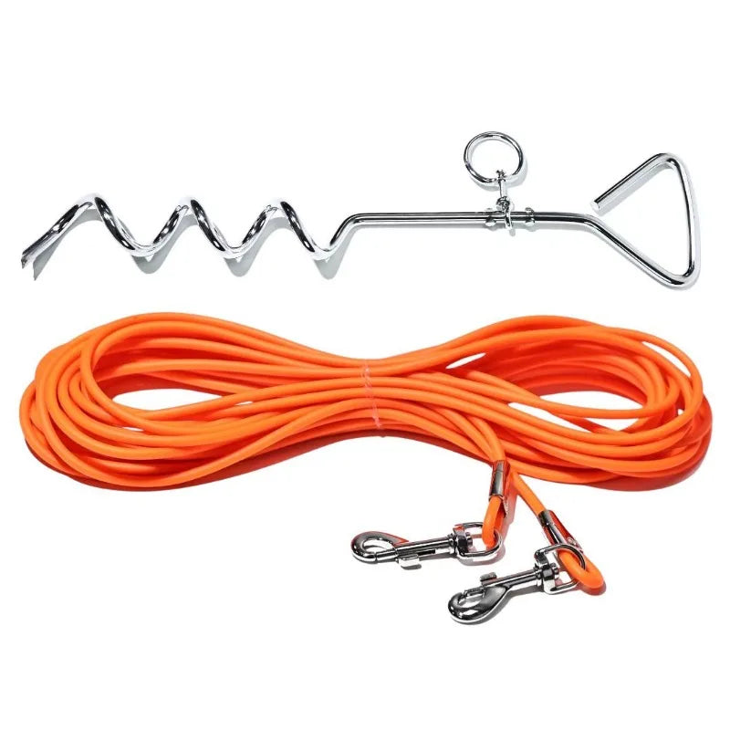 Dog Tie Out Cable With Ground Stake For Outdoor Dogs