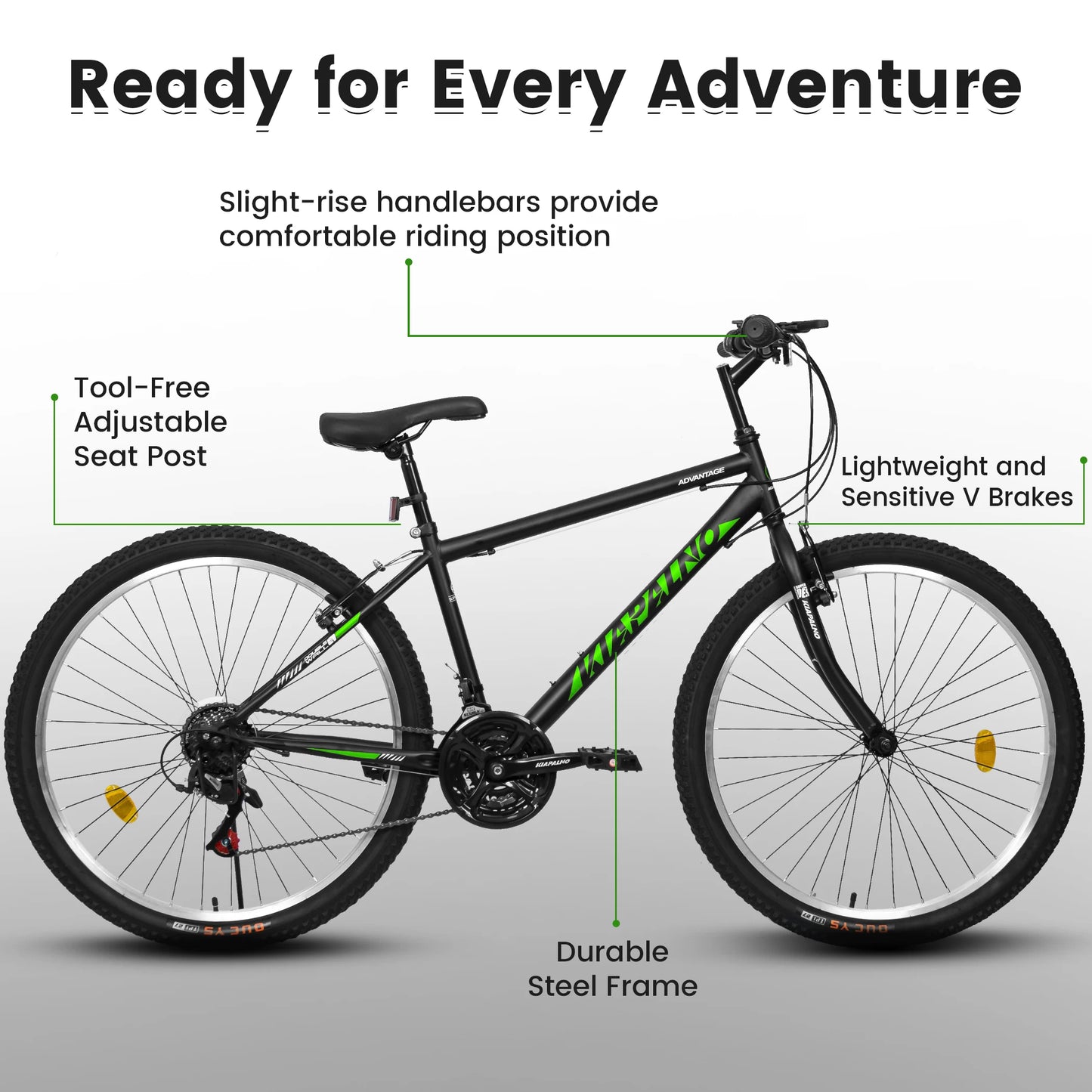 Mountain Bike For Unisex Riders 21 Speeds Dual V Brake