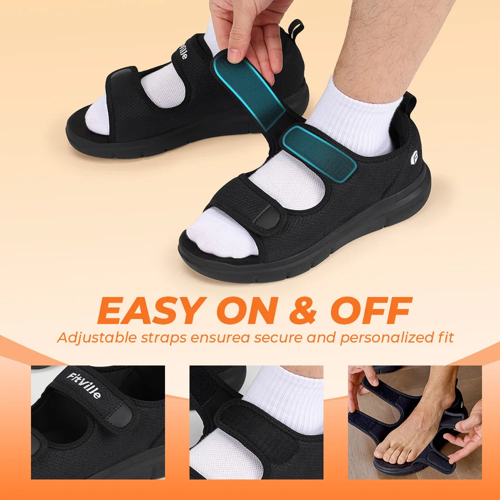 Fittington Men's Diabetic Sandals With Breathable Arch Support Foot Pain Relief