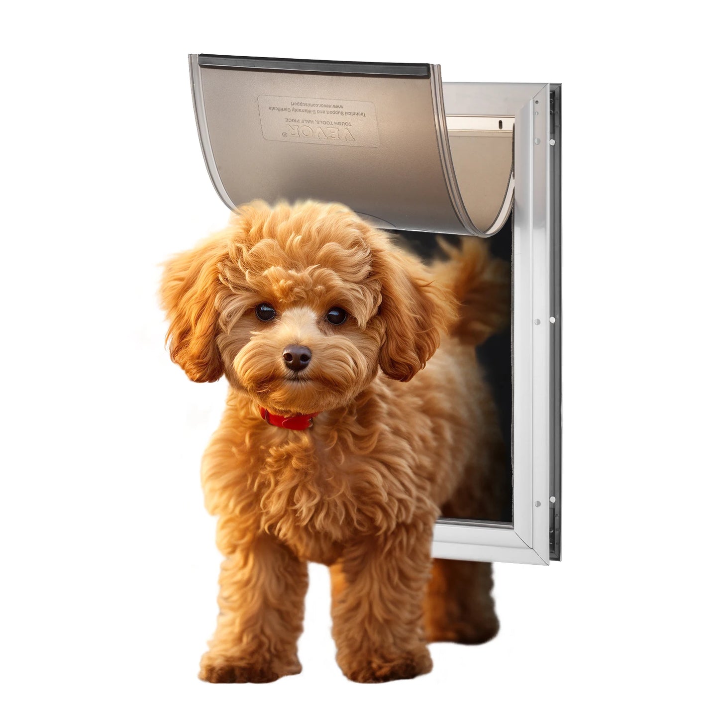 SucceBuy Pet Door Aluminum Frame With Lock And Weatherproof Flap