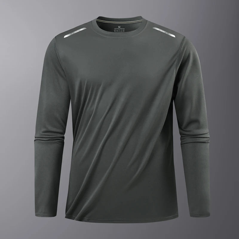Reflective Sport Gym T Shirt Men Quick Dry Long Sleeve