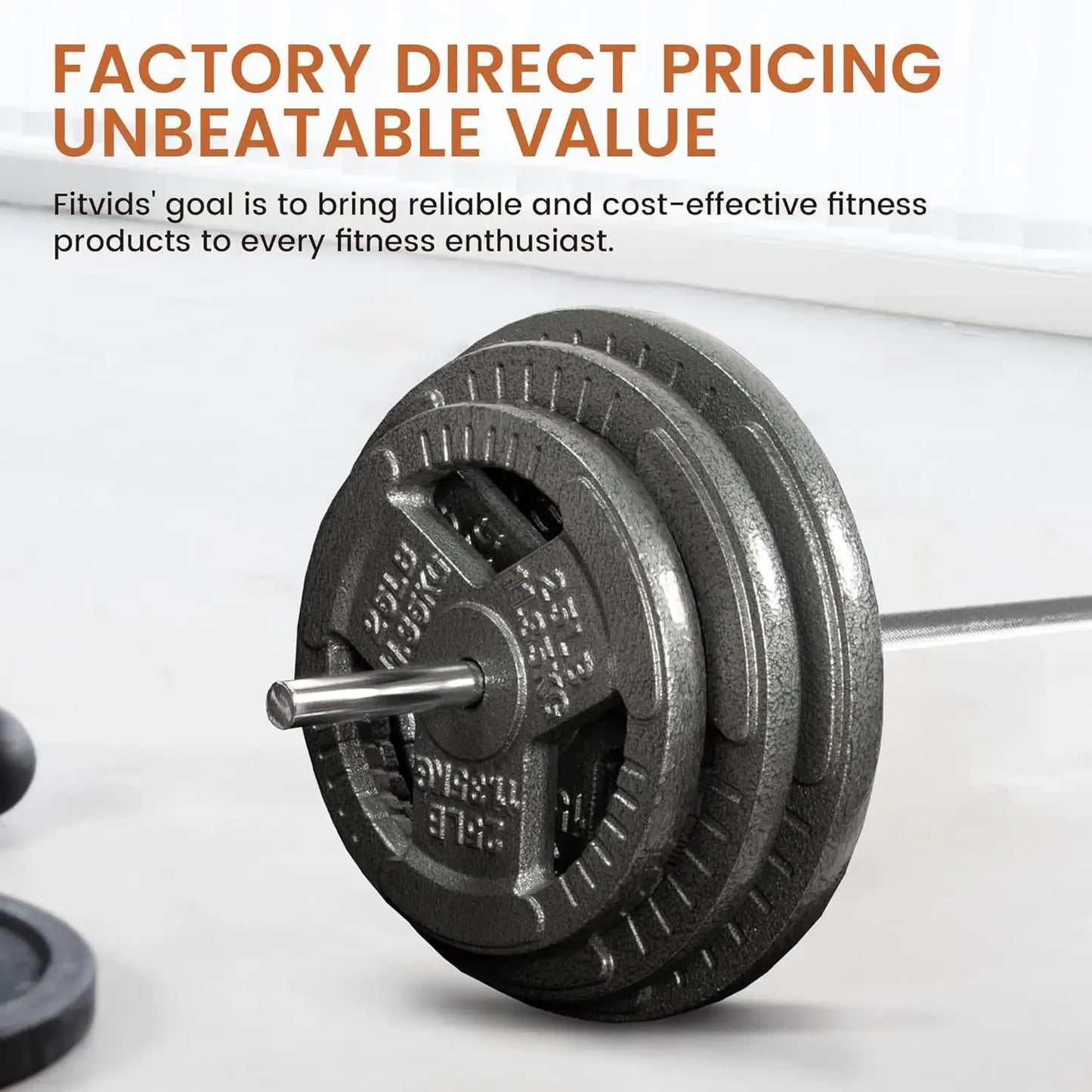 FITVIDS Standard Barbell, Durable Steel, 300 Lb Capacity