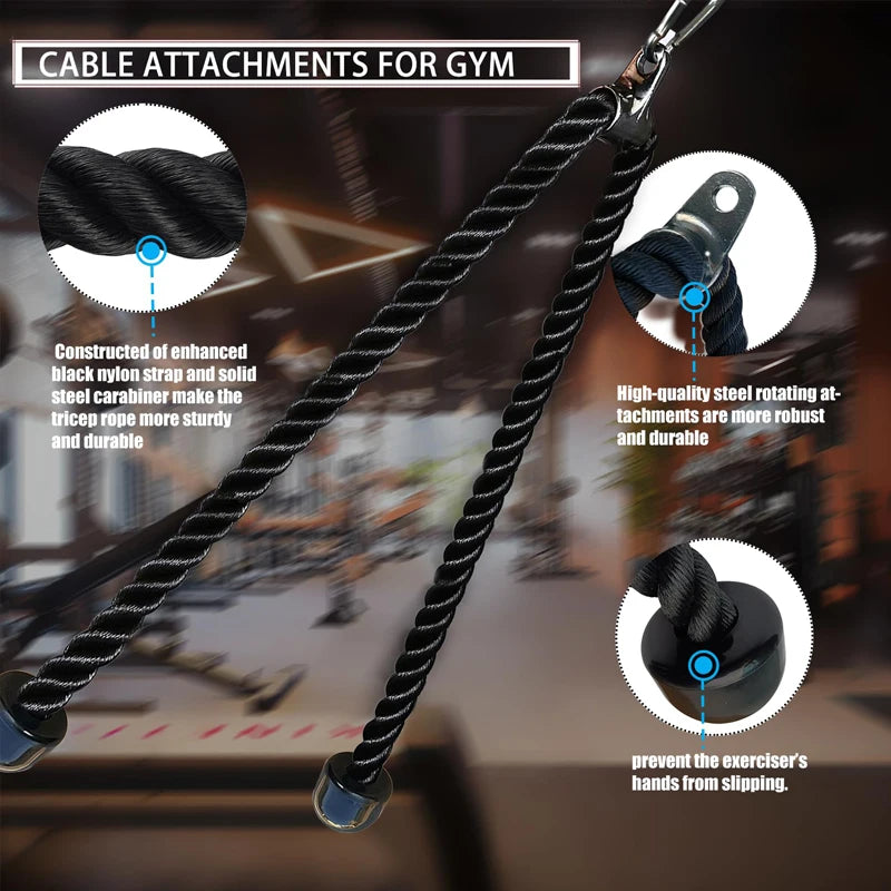 Heavy Duty Triceps Rope Gym Cable Attachment for Pull Down & Biceps Workout