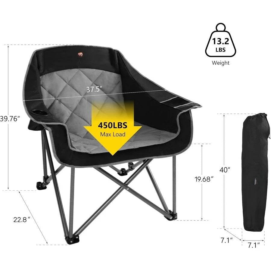 Heavy Duty Quad Fold Camping Chair Oversized Padded Outdoor