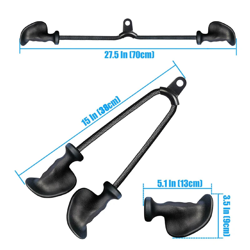 Heavy Duty Tricep Rope And Lat Handle Set For Home Gym Cable Attachments