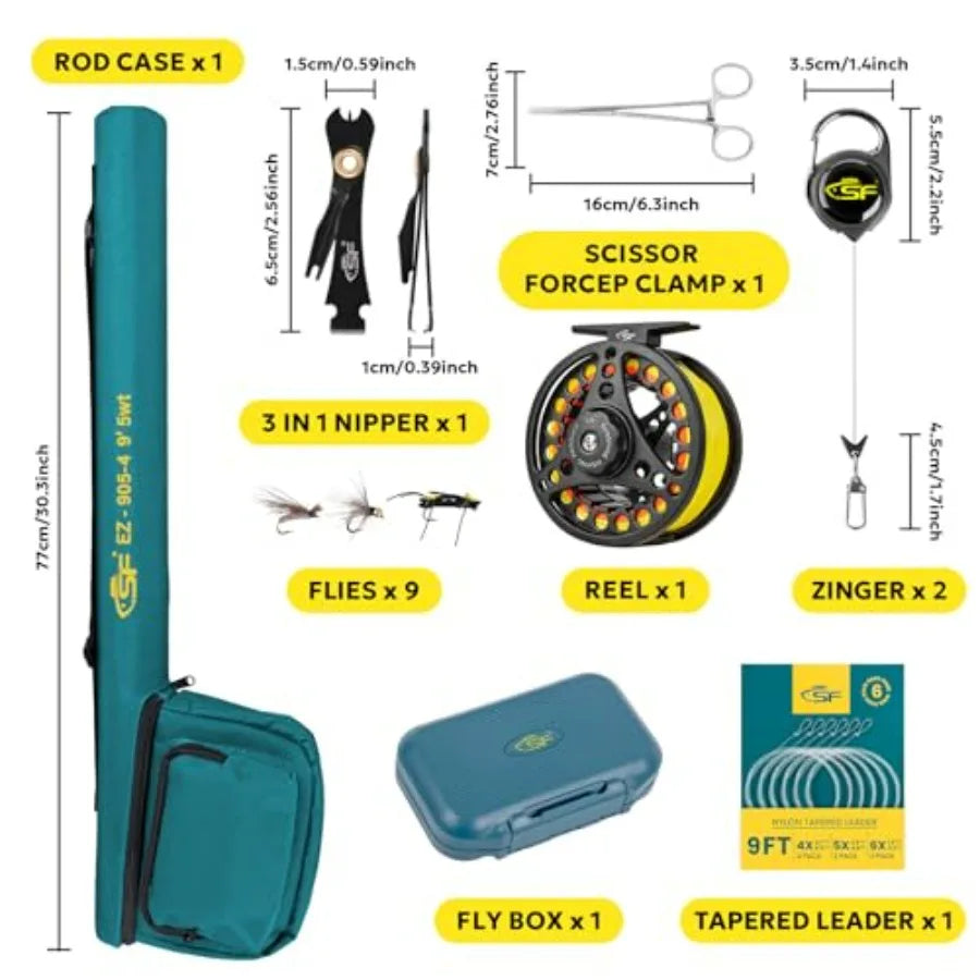 Fly Fishing Rod Starter Kit With Reel And Case Travel