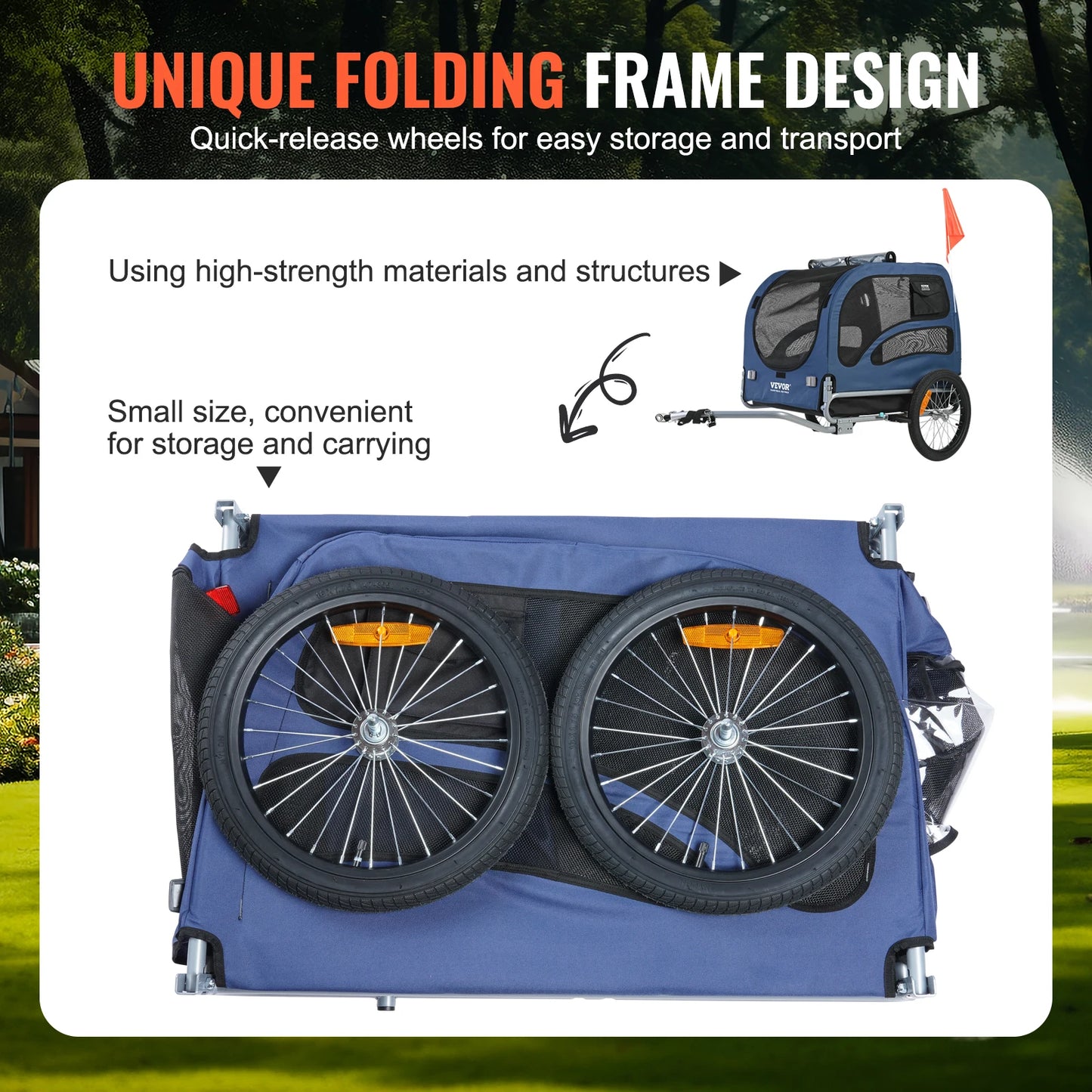 Dog Bicycle Trailer Carrier Collapsible 100 Lb Capacity