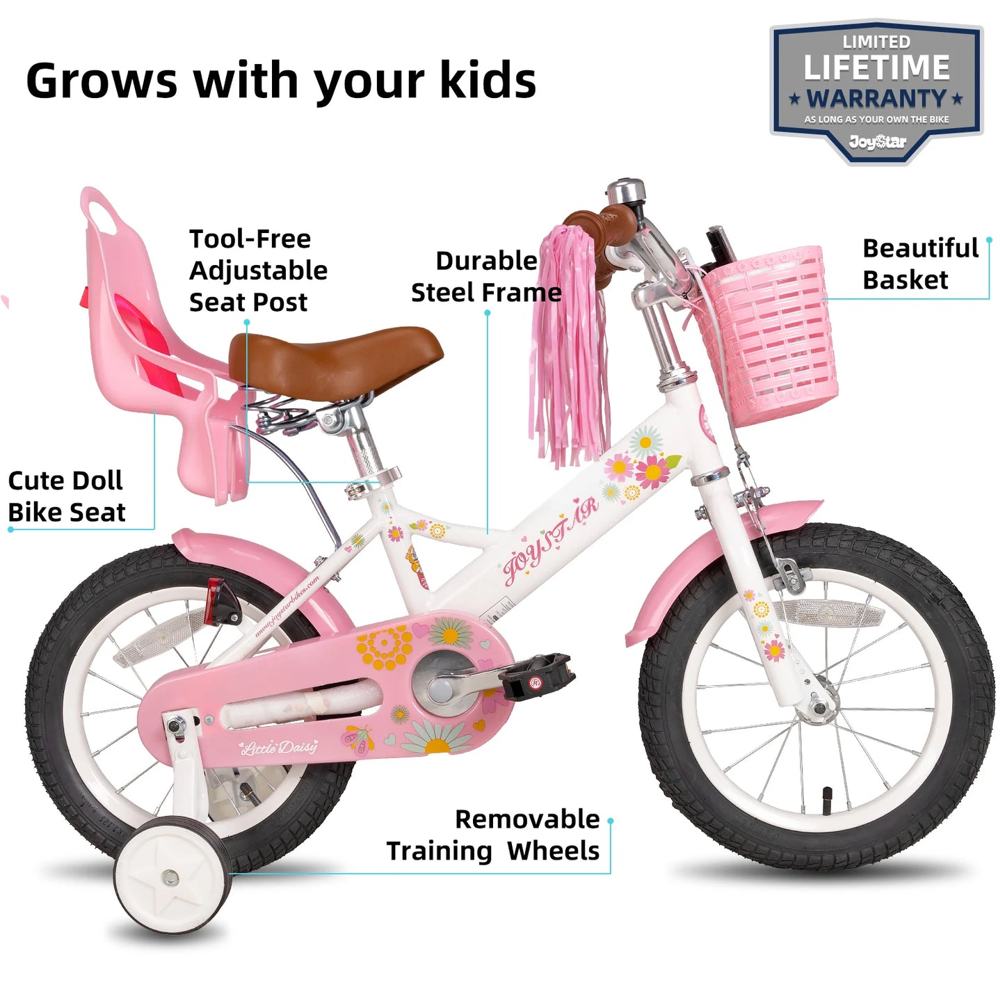 JOYSTAR Little Daisy Bike For Ages 2-7 With Doll Seat