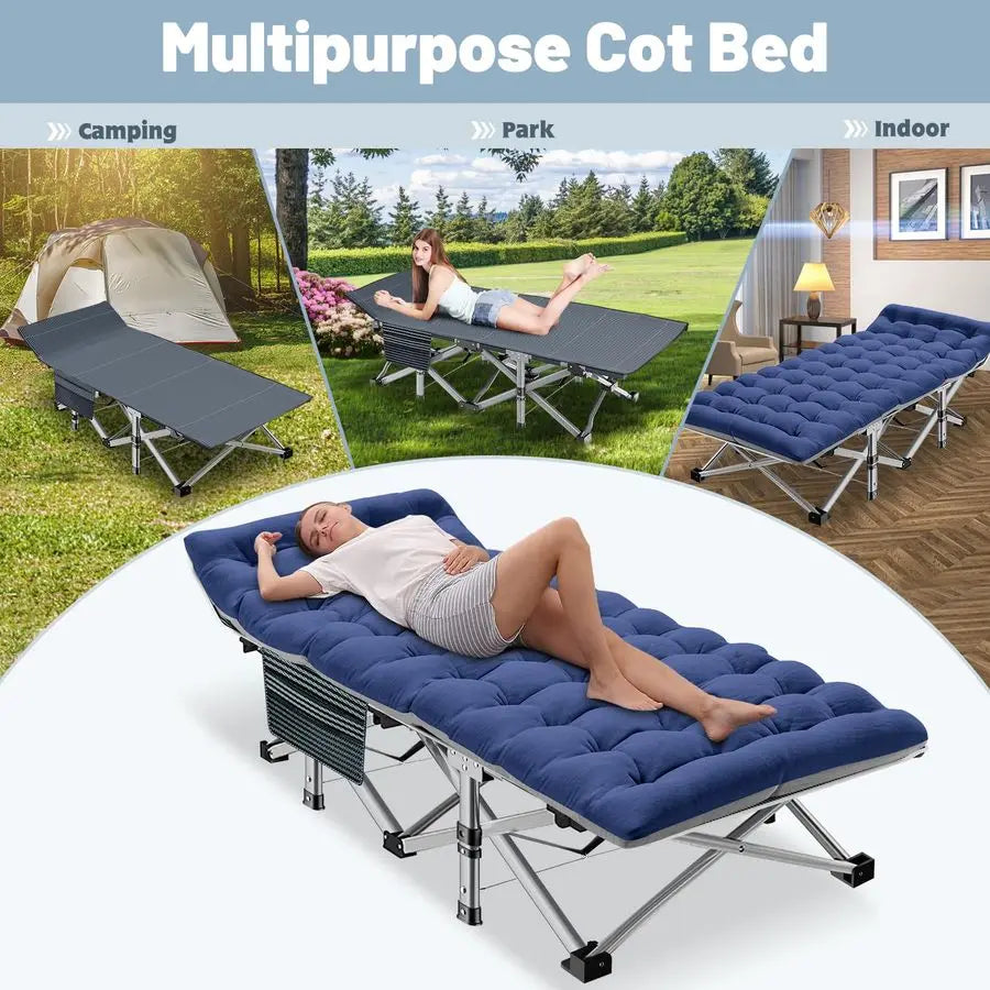 Folding Camping Cot With Mattress Pad And Carry Bag