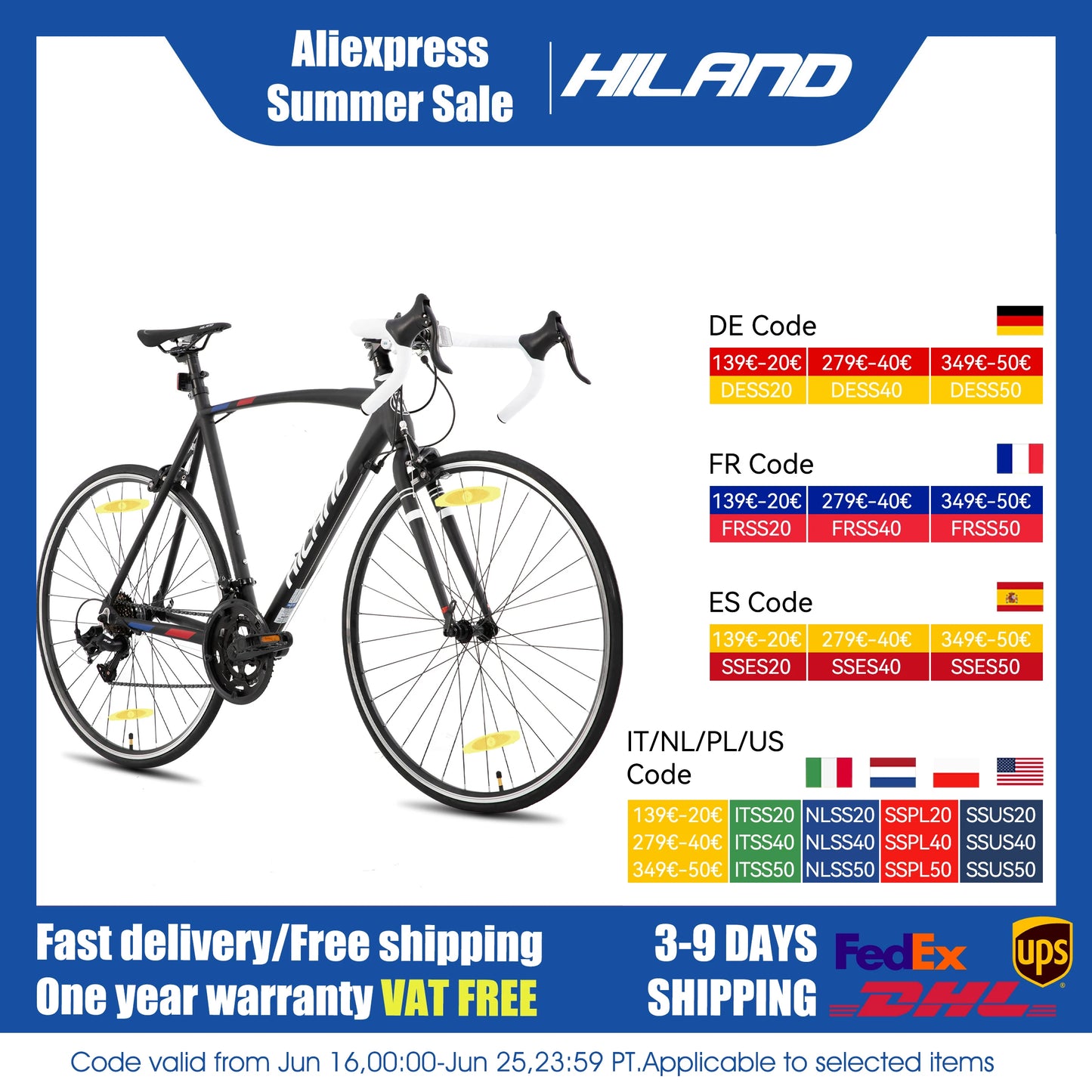 Hiland Road Bike 14 Speed Aluminum Frame For City Commute