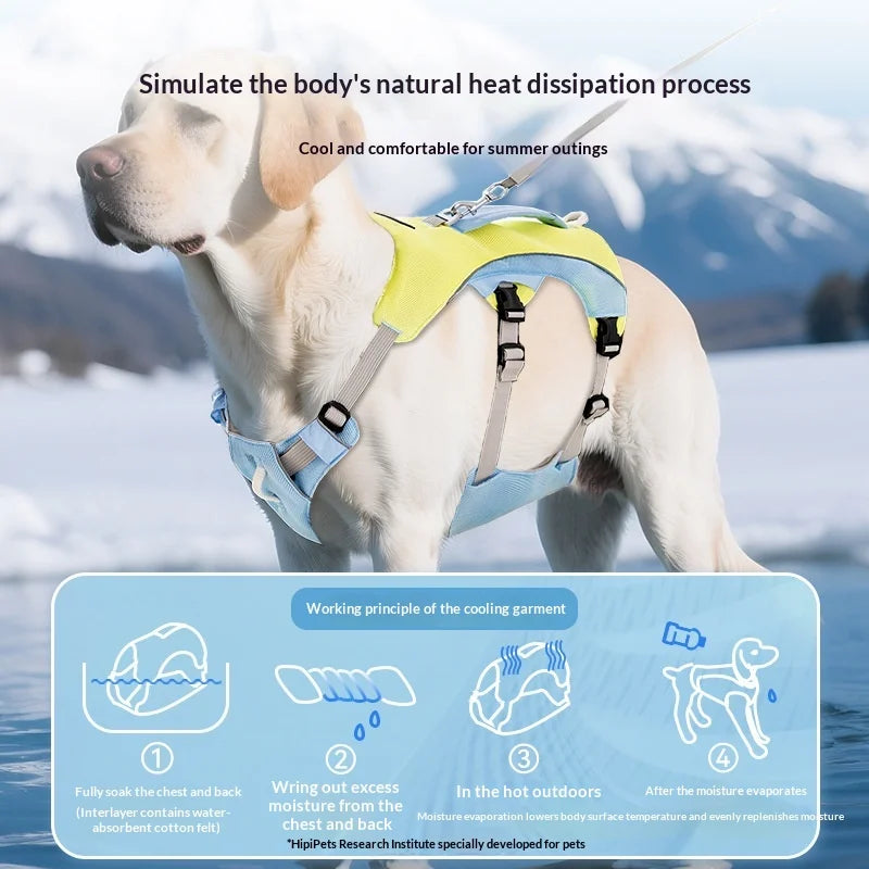 Summer Cooling Vest Style Dog Harness Breathable Leash