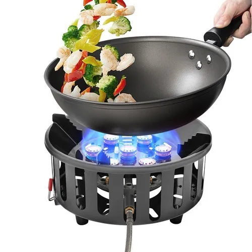 Portable Camping Stove With 3 Adapters And Windproof Electronic Ignition