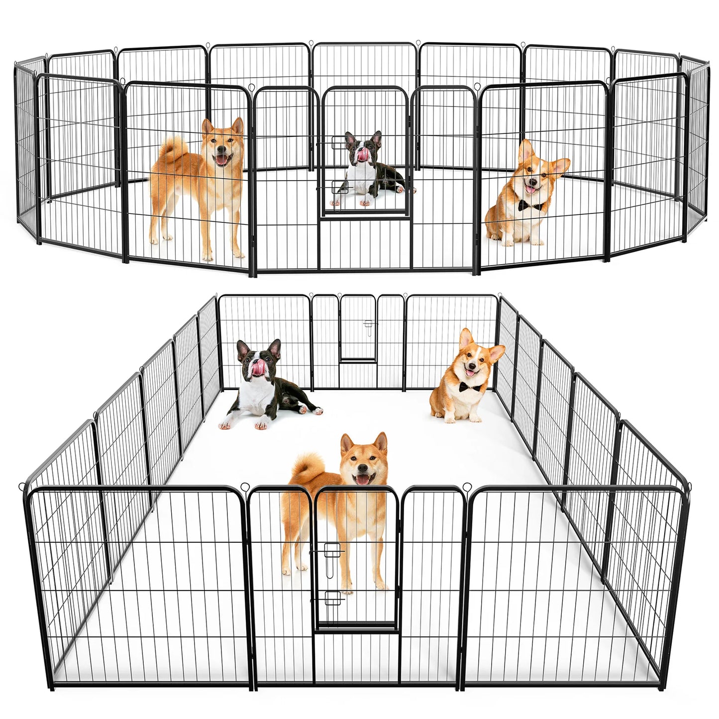 JHK Foldable Metal Dog Playpen 16Panel Indoor Outdoor Fence