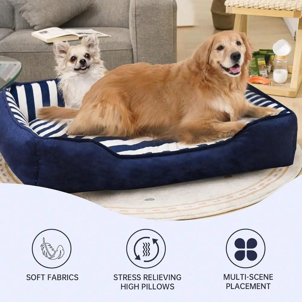 Dog Bed With Removable Washable Waterproof Cover And Cushion