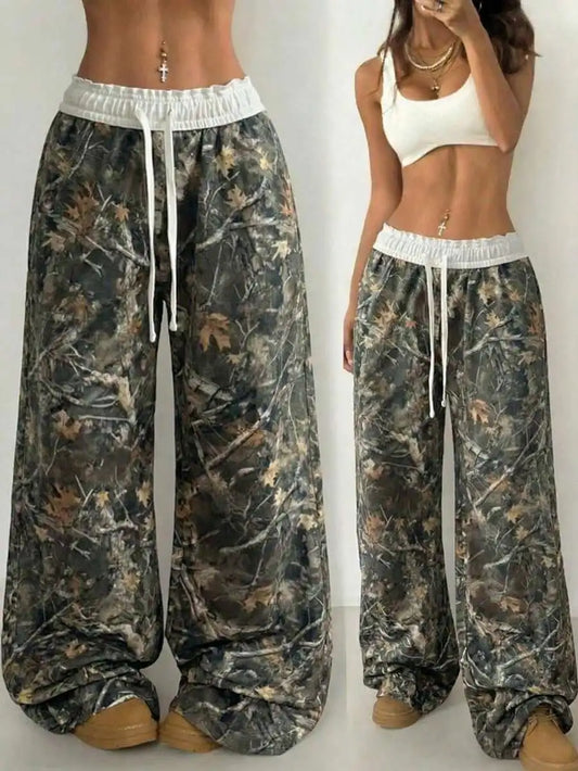 Baggy Camo Sweatpants With Pockets Wide Leg Cargo Joggers