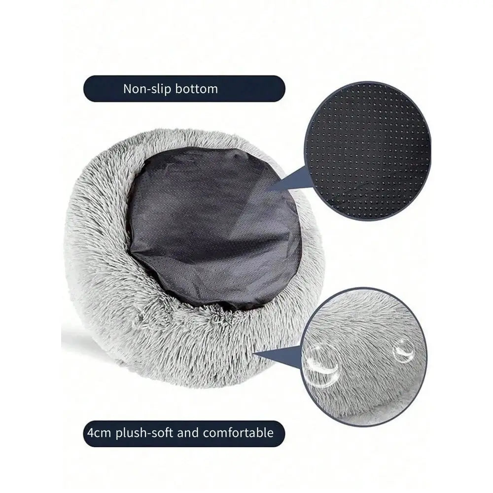 Dog Plush Round Bed Breathable Padded Comfort For Pets Cats