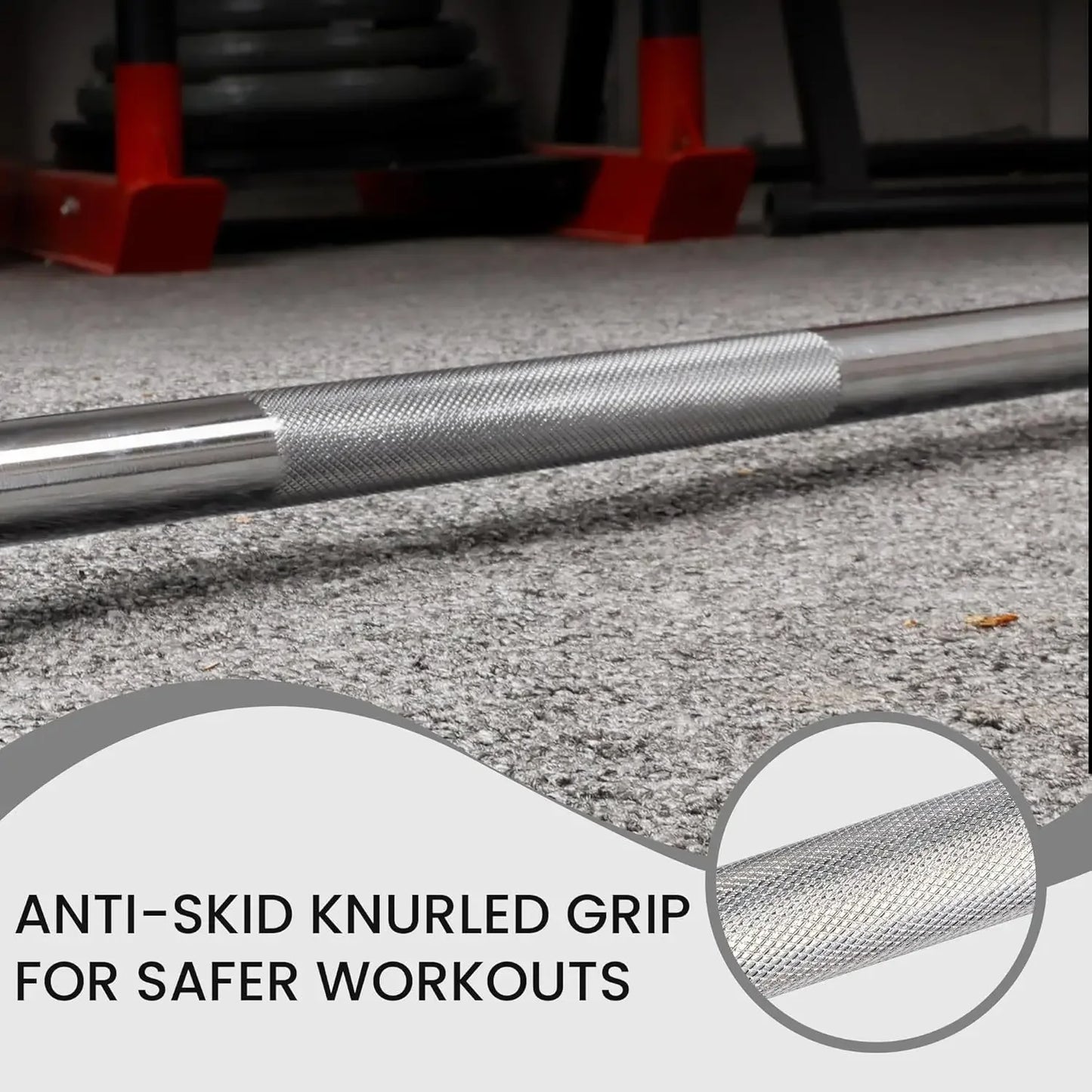 FITVIDS Standard Barbell, Durable Steel, 300 Lb Capacity