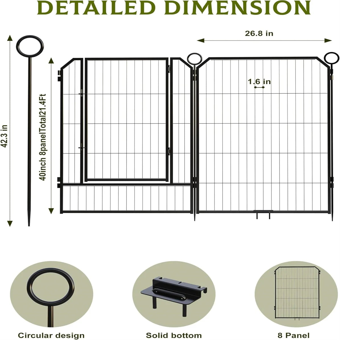 HiMISS Heavy Duty Portable Dog Playpen for Indoor Outdoor Use