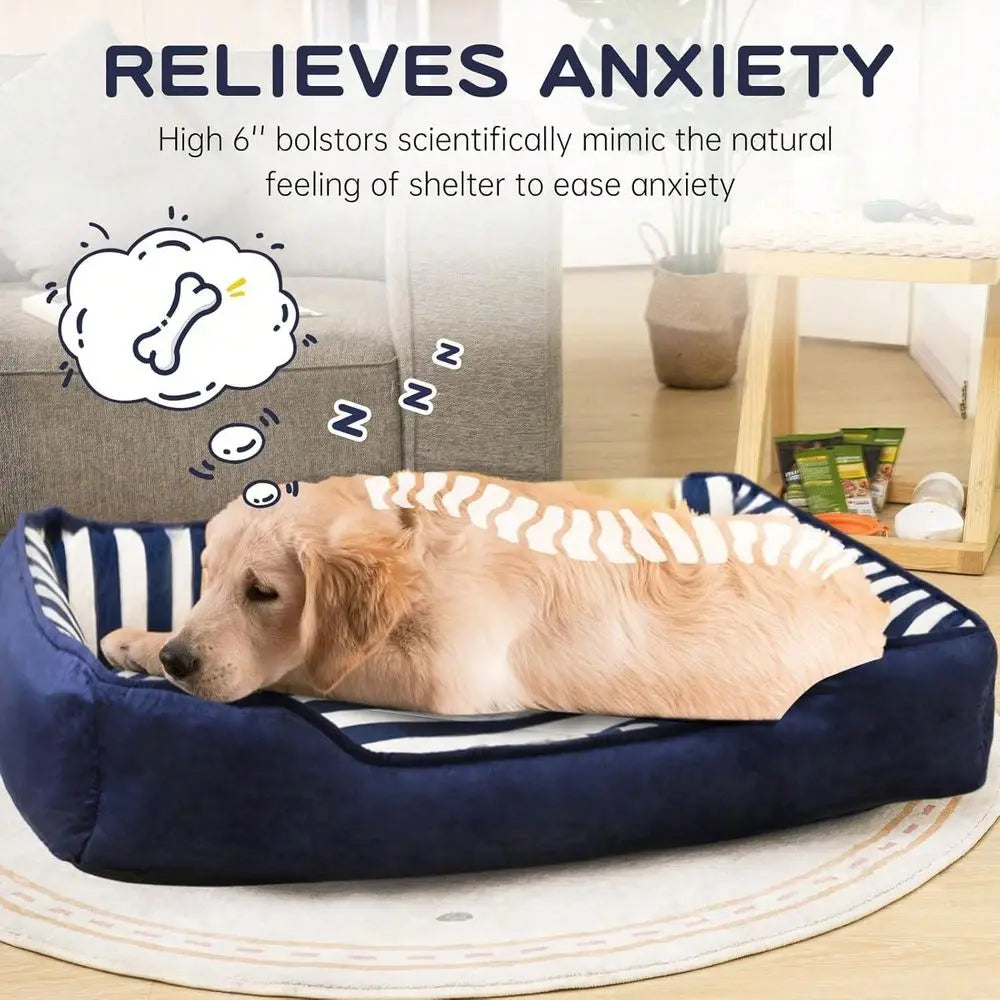 Dog Bed With Removable Washable Waterproof Cover And Cushion