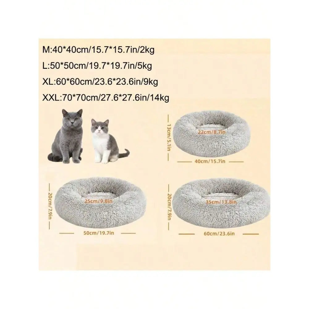 Dog Plush Round Bed Breathable Padded Comfort For Pets Cats