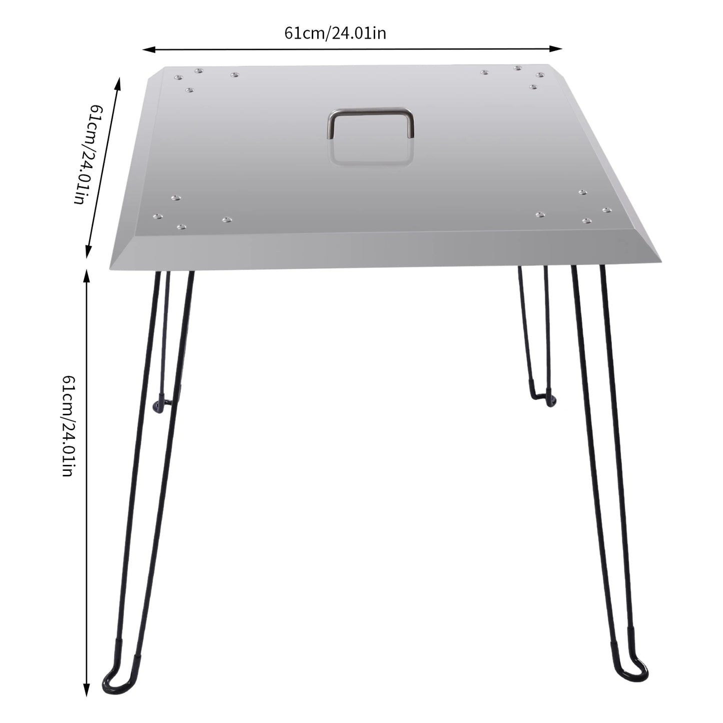 Foldable Stainless Steel Fire Pit Heat Deflector With Carrying Handle