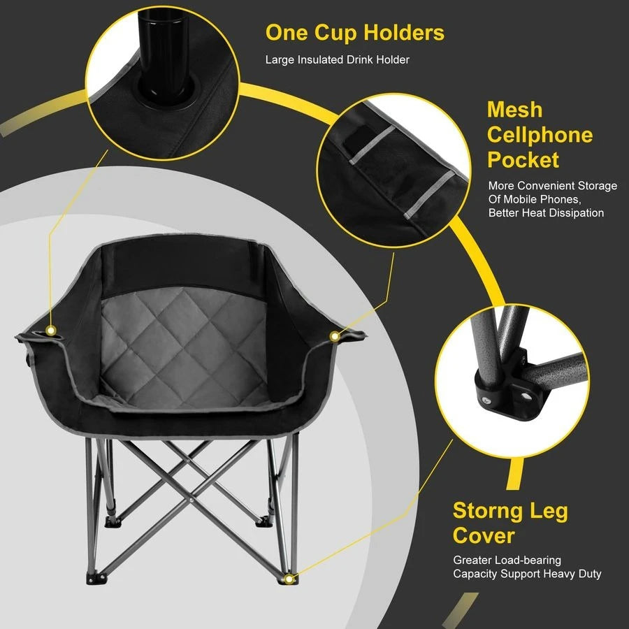 Heavy Duty Quad Fold Camping Chair Oversized Padded Outdoor