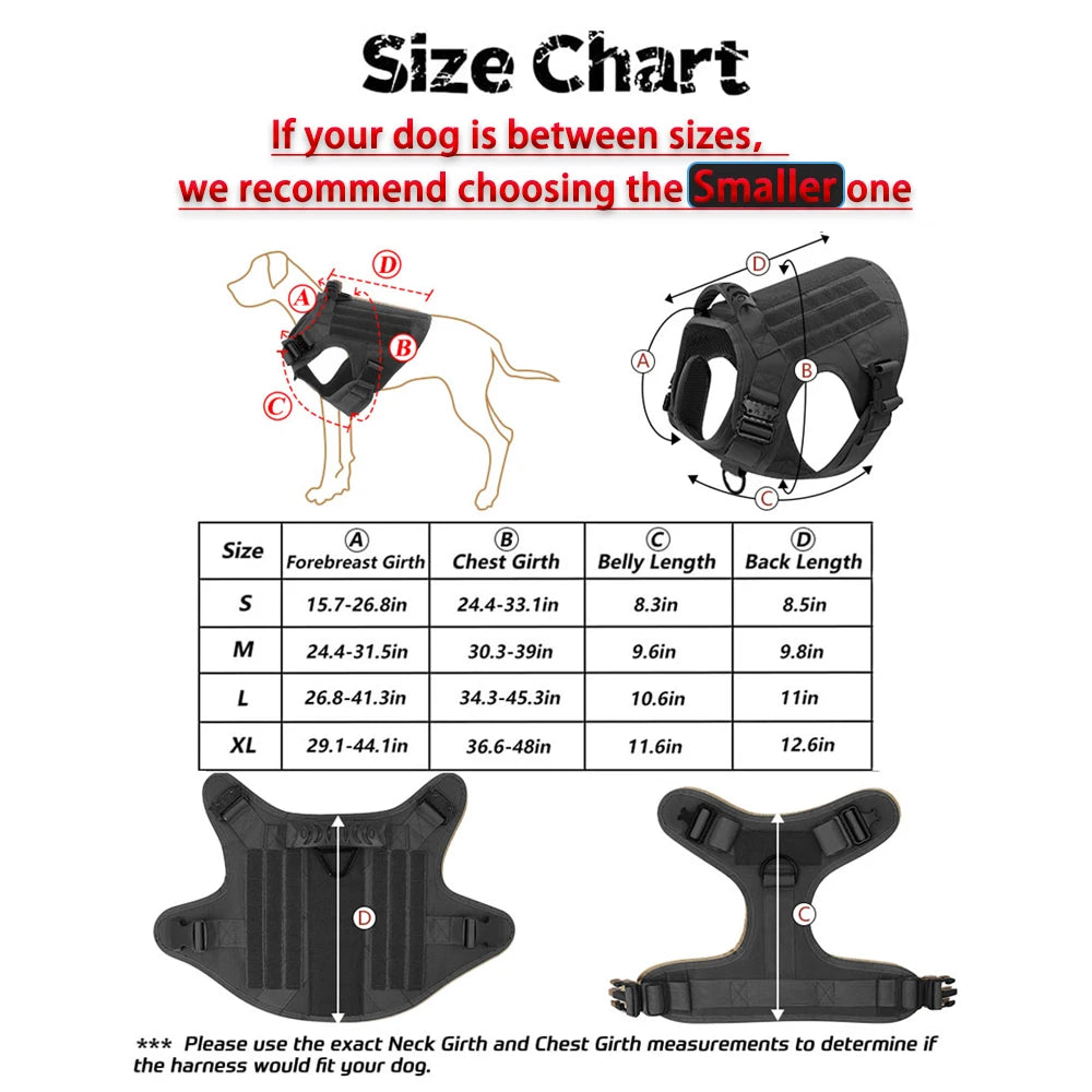 PETRAVEL CN Tactical Dog Harness Leash Set No Pull Training