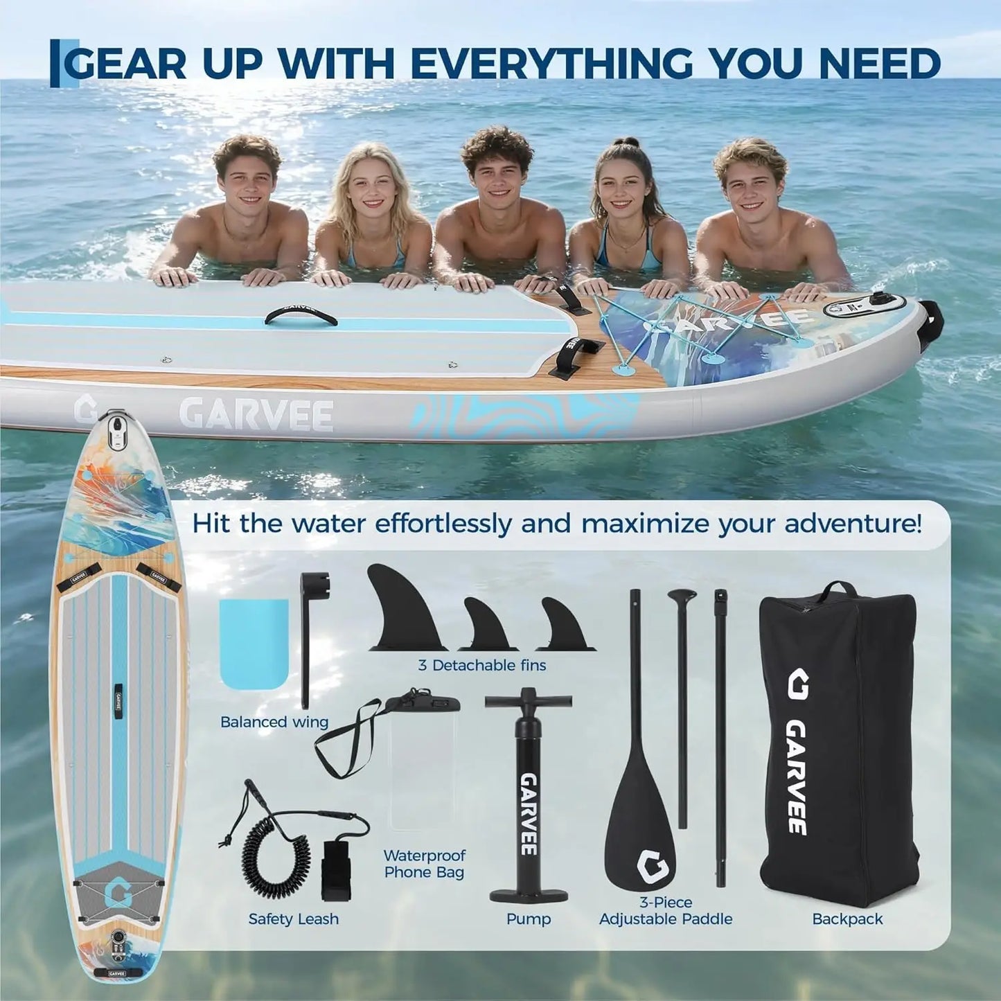 Inflatable Stand Up Paddleboard With Camera Mount And Accessories
