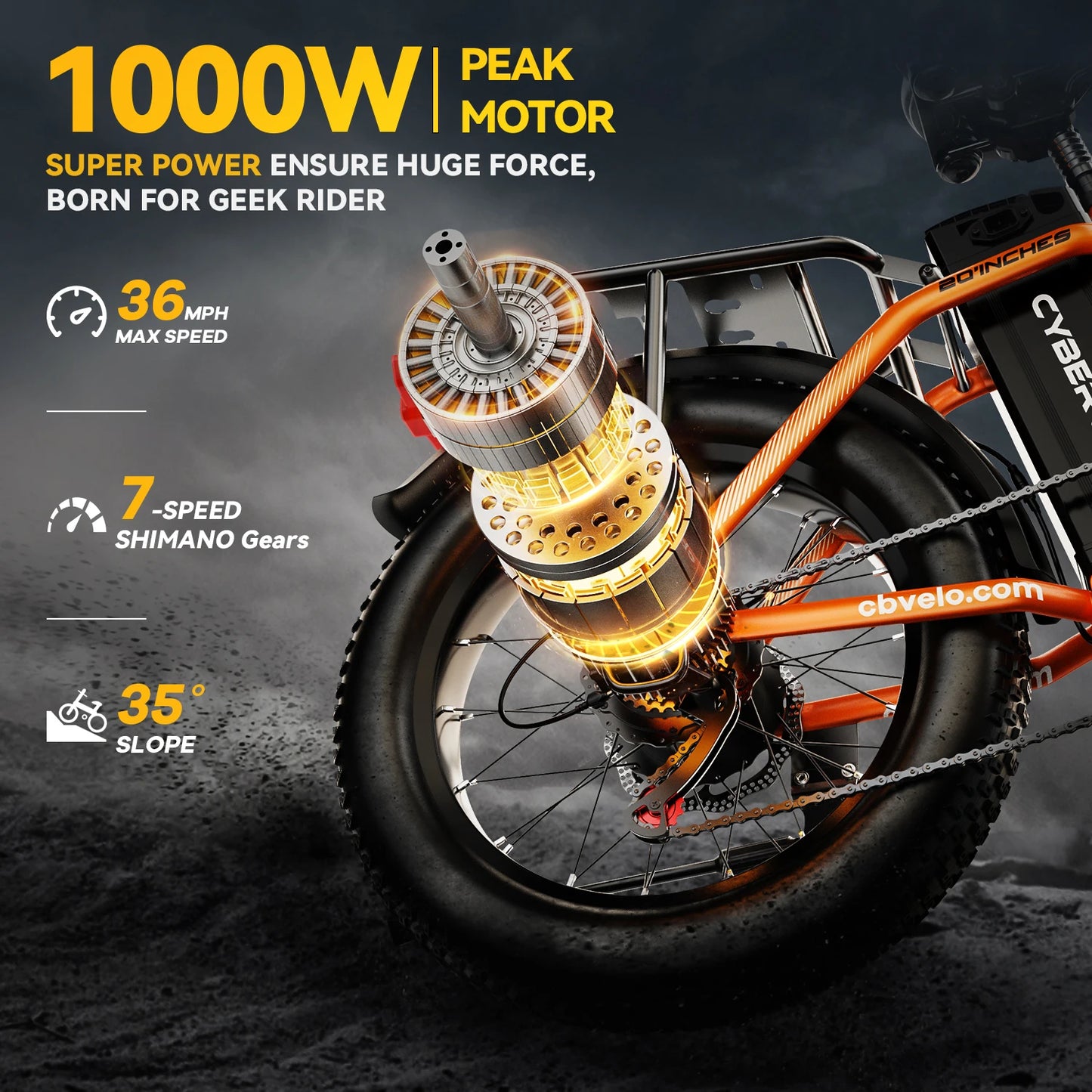 CYBERVELO EK4 Folding Electric Bike For Adults With Fat Tire
