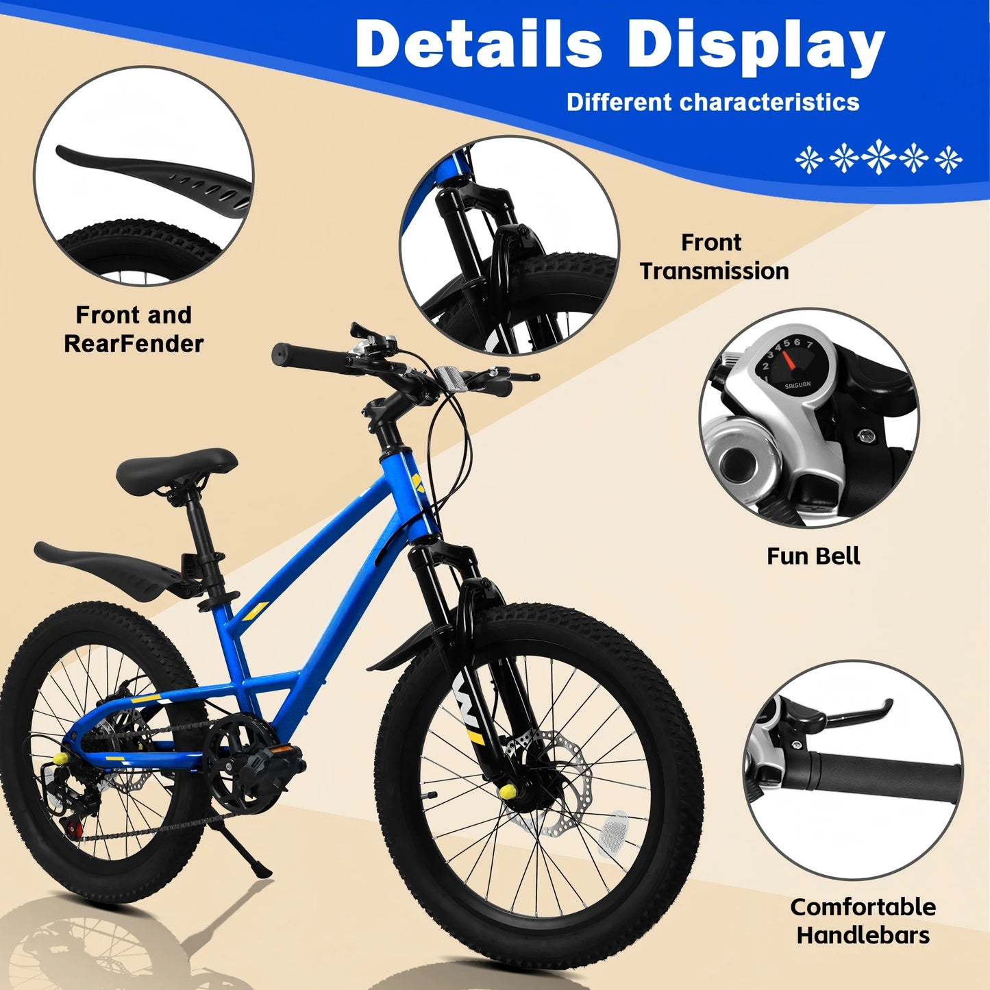 Mountain Kids Bike Front Suspension 7 Speed