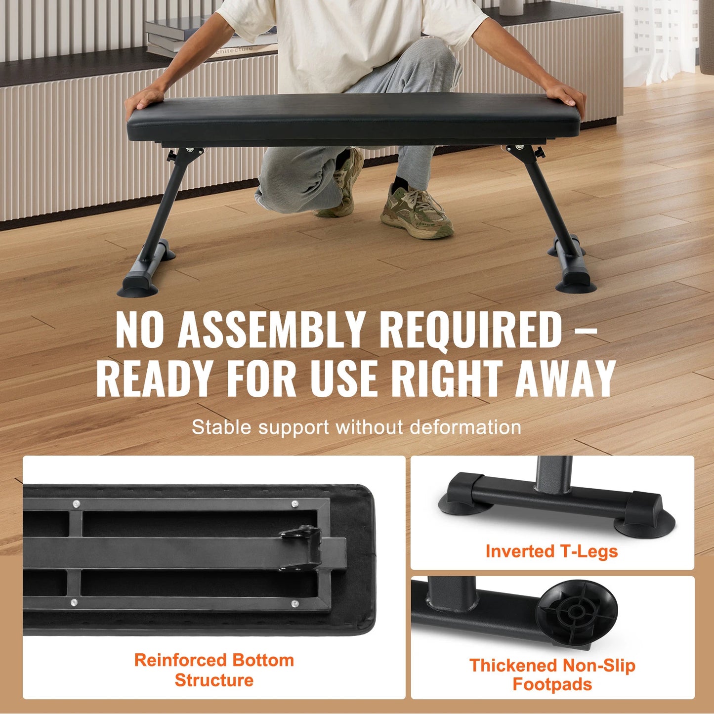SucceBuy Flat Foldable Weight Bench For Full Body Workouts