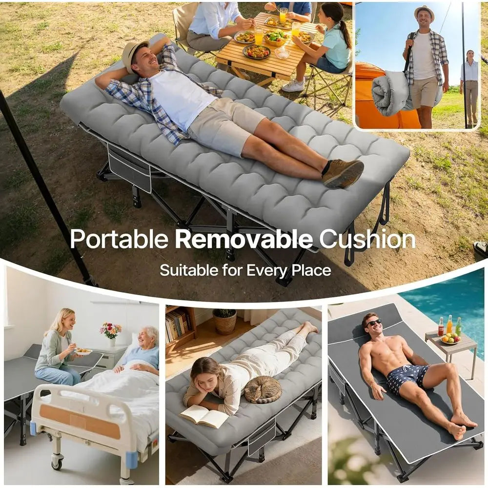 Portable Camping Cot for Adults With Pillow and Mattress