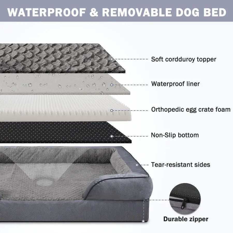 Orthopedic Dog Bed With Egg Crate Foam And Waterproof Liner