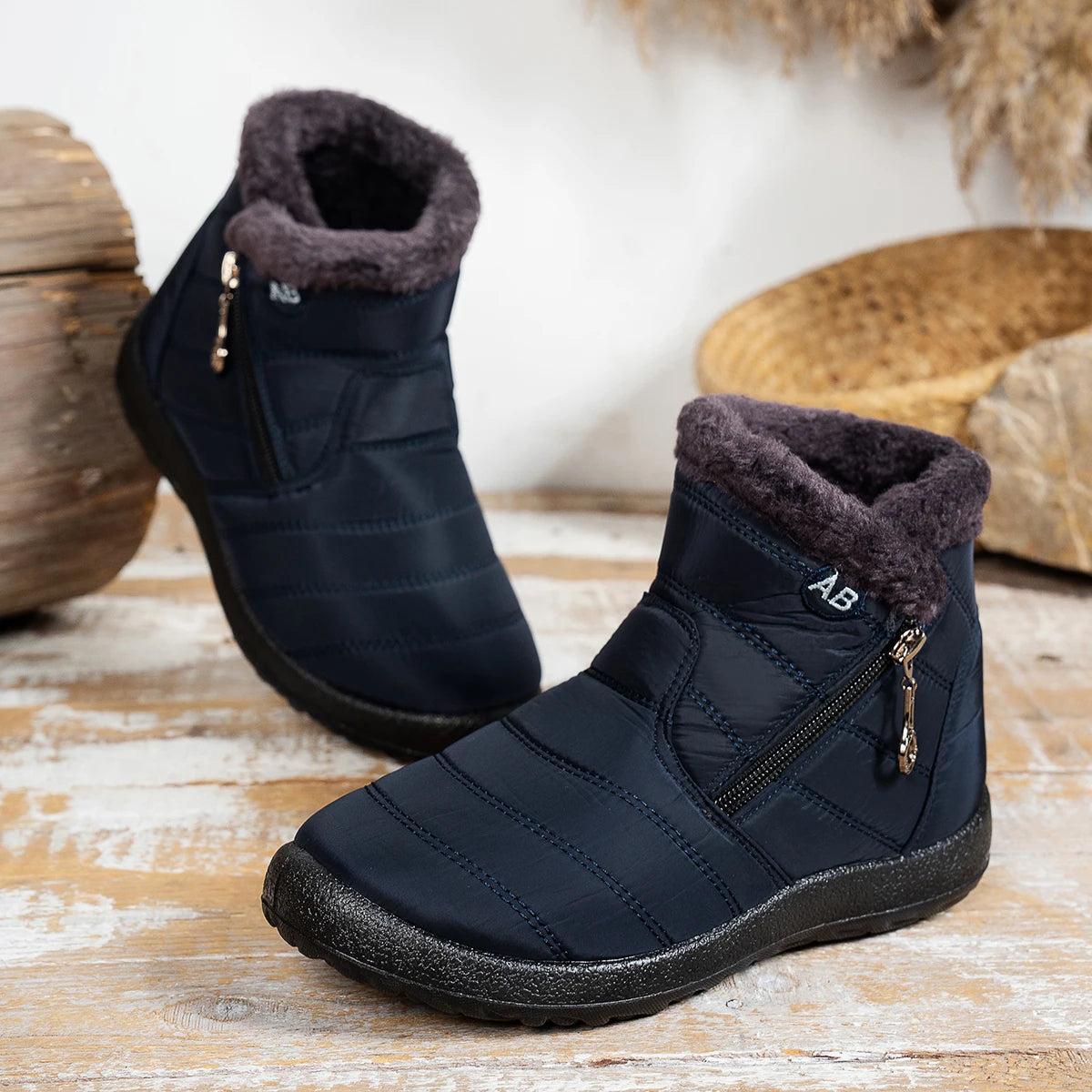 Women Mid-Calf Snow Boots With Zip Lining Plush Insole Warm
