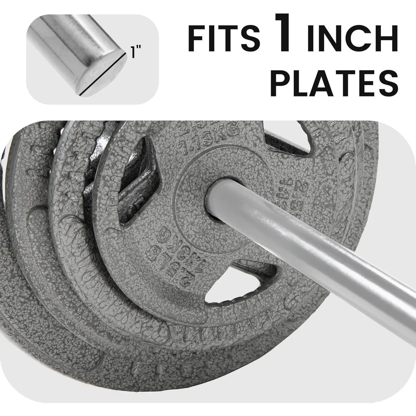 FITVIDS Standard Barbell, Durable Steel, 300 Lb Capacity