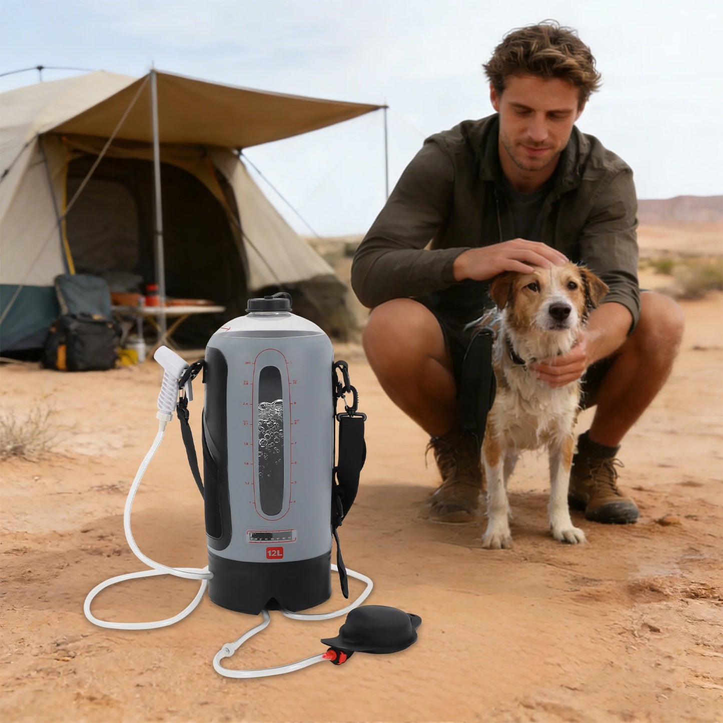 Bymaocar Portable Camp Shower With Air Pump For Outdoor Showering
