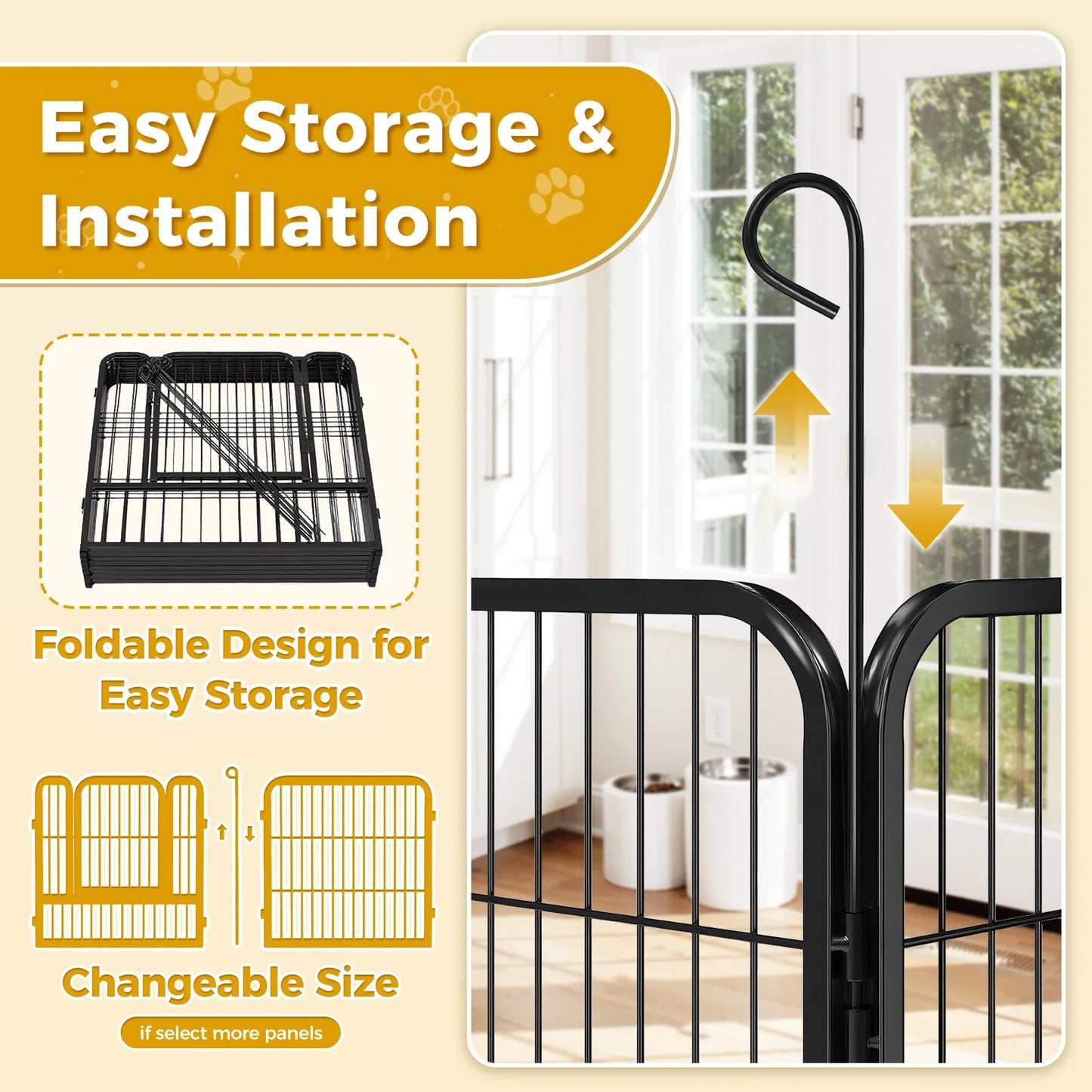 Dog Playpen With Door Foldable Metal Pet Fence Outdoor Indoor