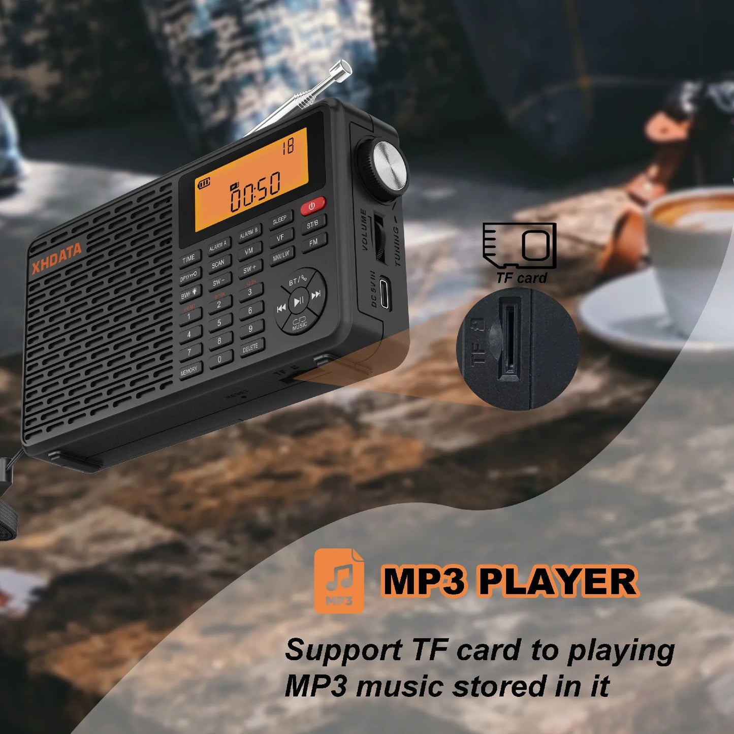 XHDATA D109 World Band Radio DSP AM FM SW Bluetooth