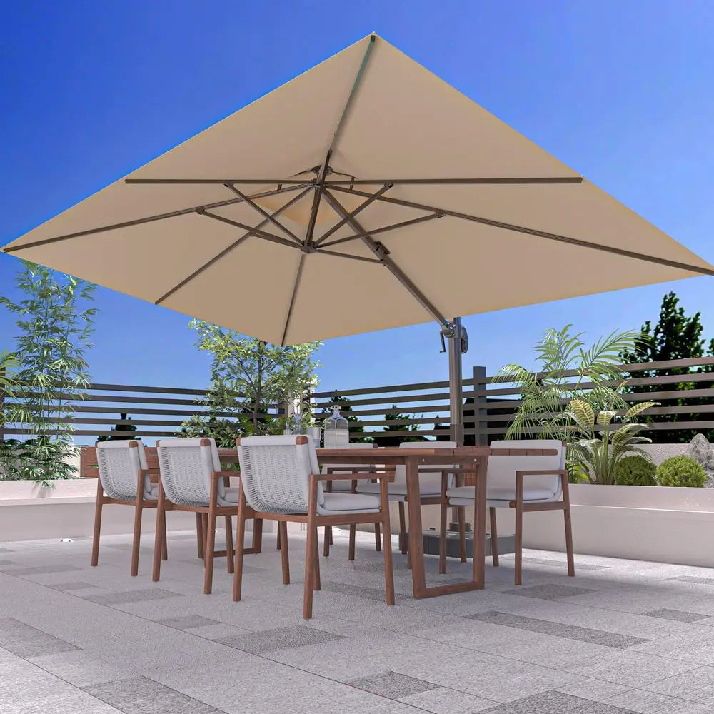 Cantilever Patio Umbrella With Led Lights And Base Included