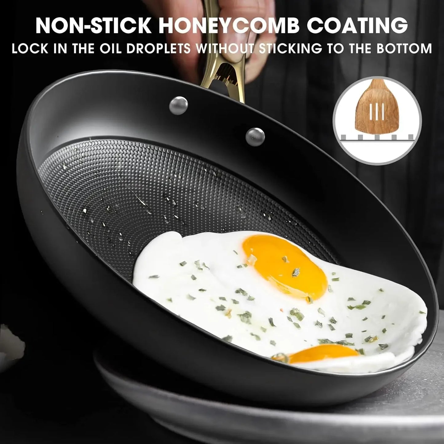 Three-Piece Nonstick Frying Pan Set 8 10 12 Inch Skillets