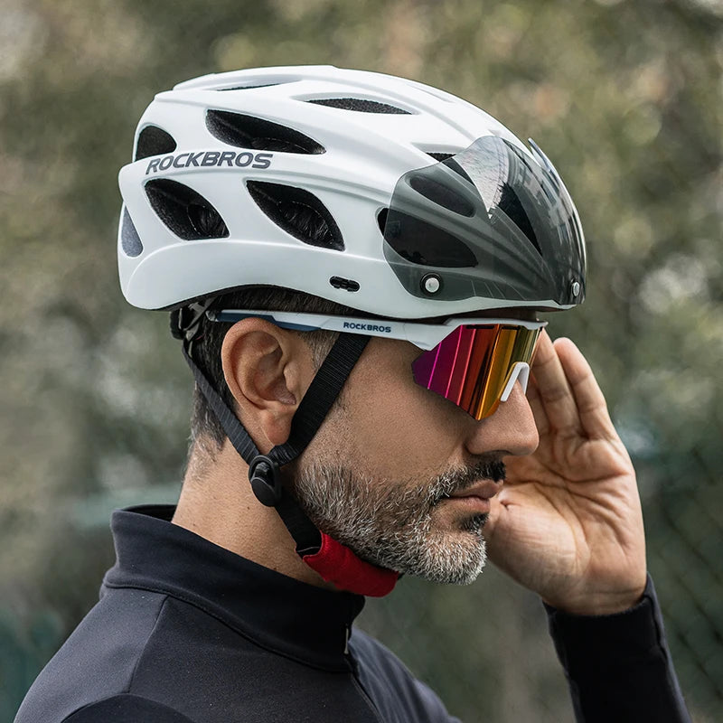 ROCKBROS Cycling Helmet Lightweight Integrated Helmet With Goggles